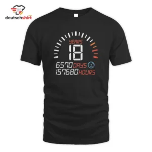 18 Jahre Volljährigkeit Merch T-Shirt: Digital Countdown Look getragen von Felix Schmidt