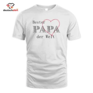 Bester Papa der Welt Merch T-Shirt mit Herz getragen von Laura Fischer