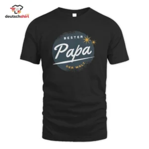 Bester Papa der Welt T-Shirt – Herzgeschenk für Papa getragen von Marie Ko.