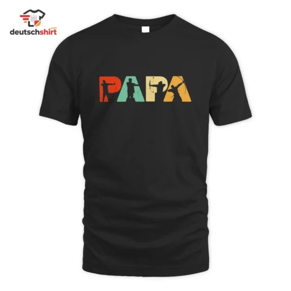 Bogenschütze Papa – Retro Bogenschießen Geschenk für den besten Vater Bio T-Shirt