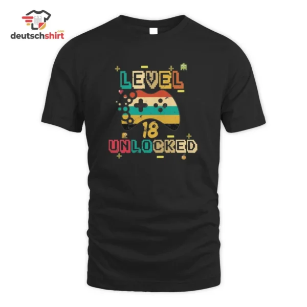 Level 18 Unlocked – Gaming Geburtstagsgeschenk in Vintage-Pixeloptik Bio T-Shirt
