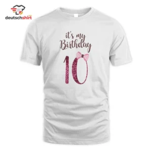 It's my Birthday 10 Mädchen Bio T-Shirt – Pinke Glitzer Zahl getragen von Lukas W.