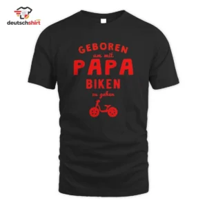 Papa Biker Spruch Merch: Bio T-Shirt für Väter getragen von Hannah Müller