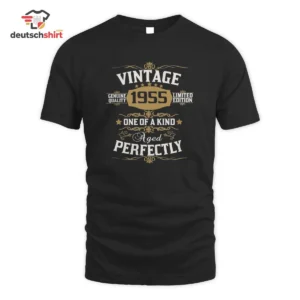 Vintage Jahrgang 1955 Merch – Bio T-Shirt für Geburtstagslegenden getragen von Laura Wo.